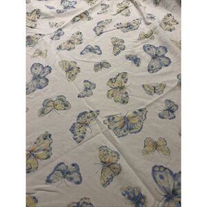 Vintage Blue Yellow Oblong Pique 100% Cotton Butterfly Tablecloth - Size 58"x77"